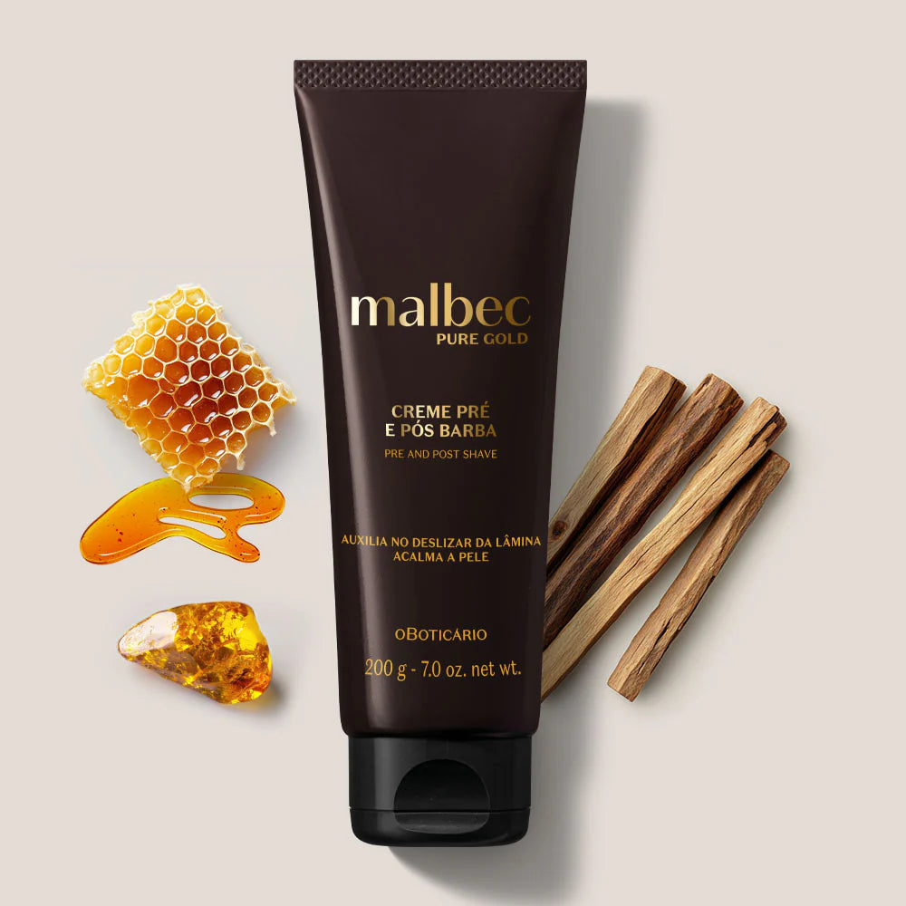 O Boticário Malbec Pure Gold Crema Pre y Post Barba 200 g