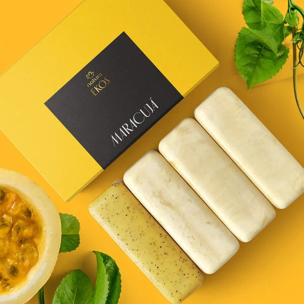 Natura Ekos Maracuyá Jabón en Barra Cremoso y Exfoliante Vegetal Pack 4 x 100 g
