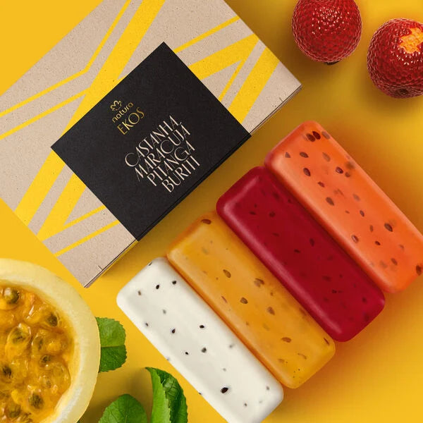 Natura Ekos Caja de Jabones Vegetales Cremosos, Exfoliantes y Refrescantes 4 x 100 g
