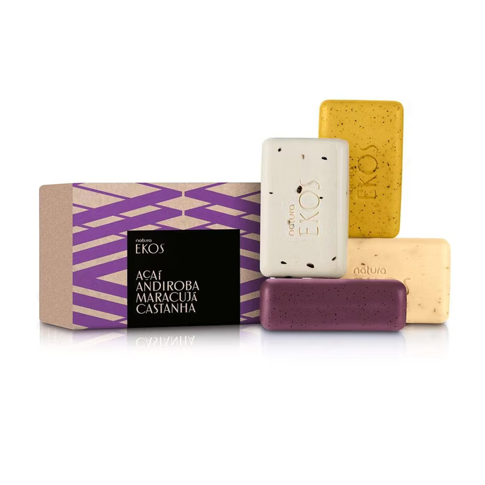 Natura Ekos Jabón en Barra Açaí, Andiroba, Castaña y Maracuyá Pack 4 x 100 g